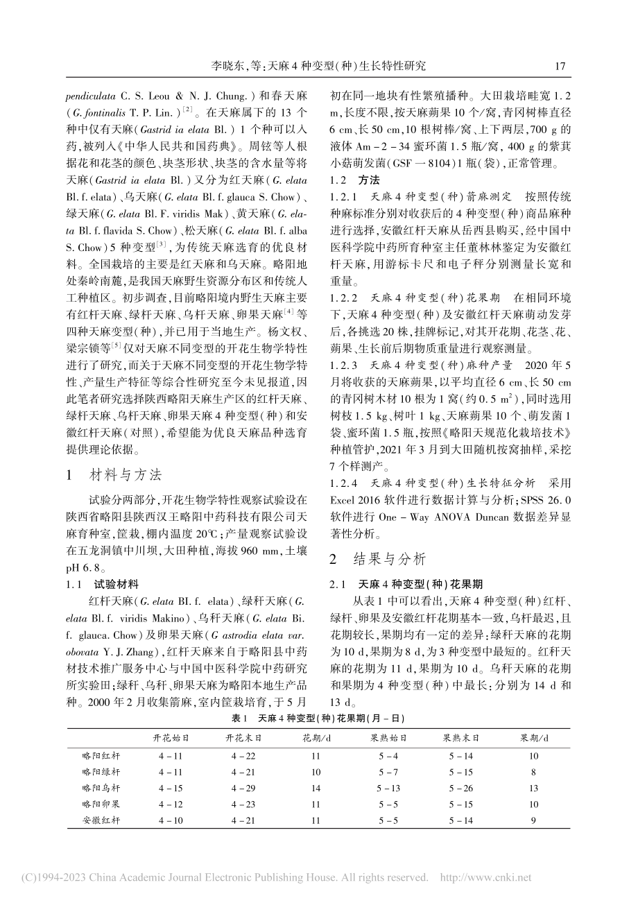 天麻4种变型(种)生长特性研究_李晓东.pdf_第2页