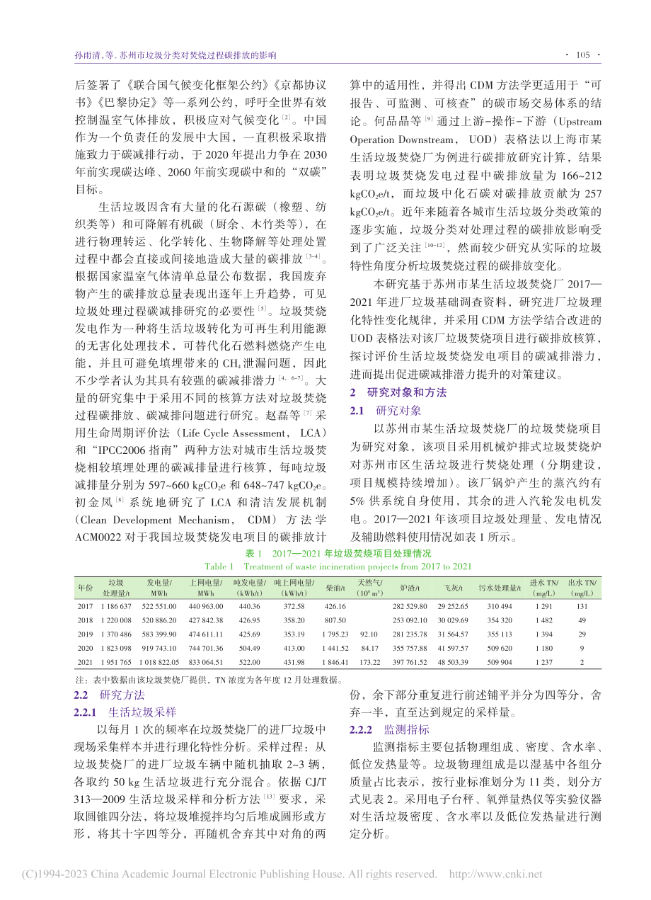 苏州市垃圾分类对焚烧过程碳排放的影响_孙雨清.pdf_第2页