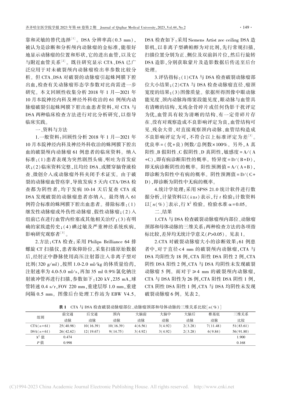 头颈部CTA对颅内破裂动脉瘤早期诊断价值研究_何镇.pdf_第2页