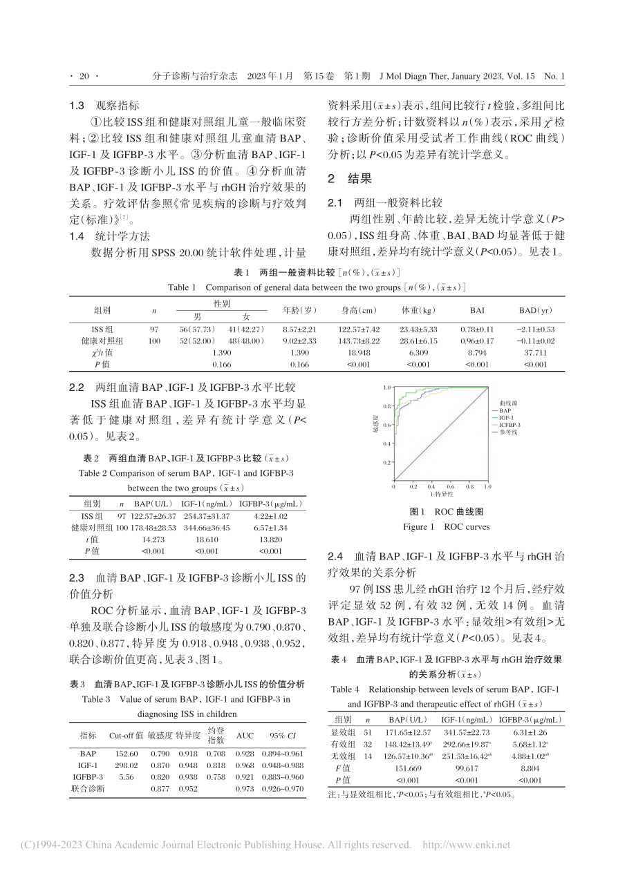 特发性矮小症患儿血清BAP...人生长激素治疗效果的相关性_牛文忠.pdf_第3页