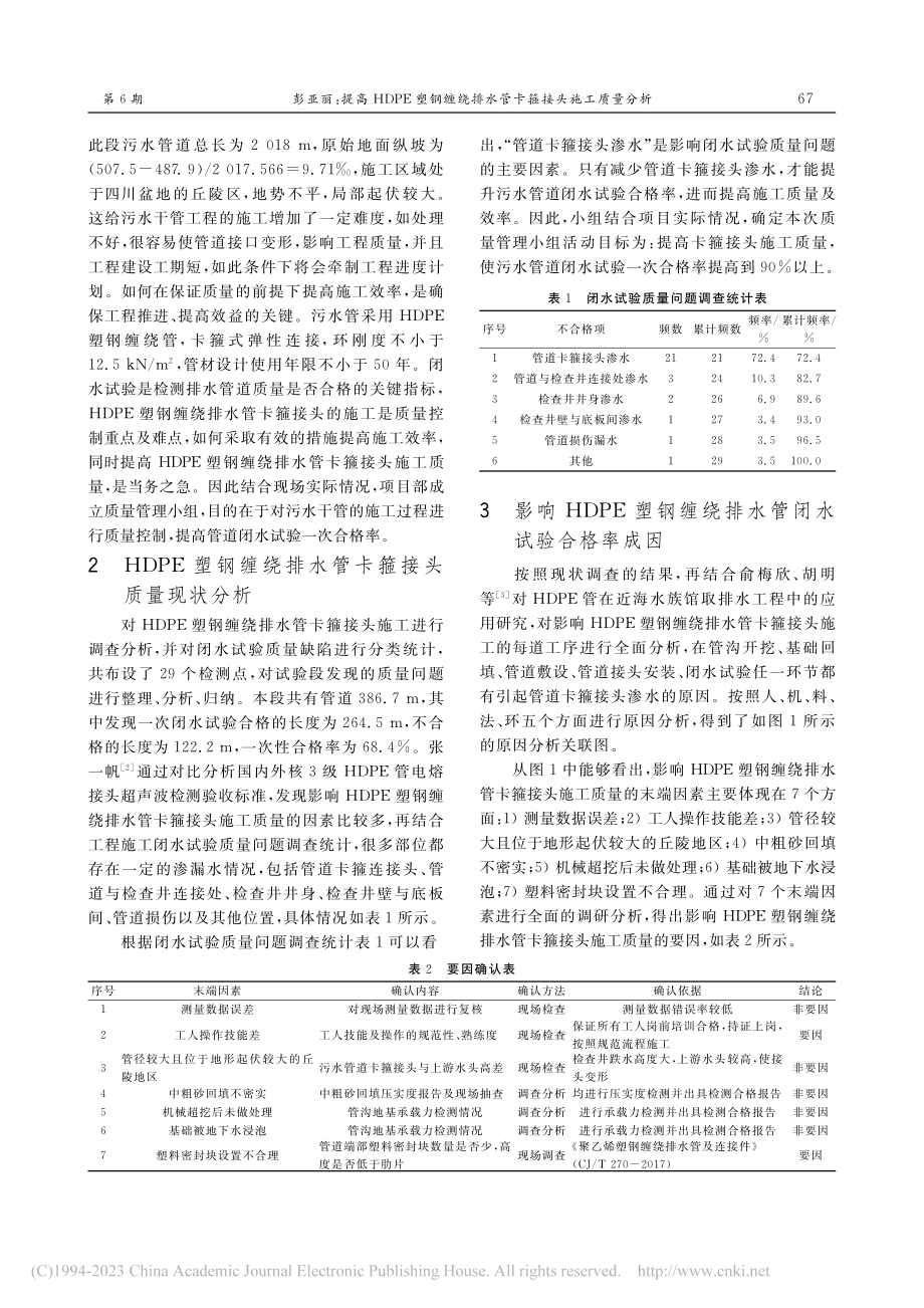 提高HDPE塑钢缠绕排水管卡箍接头施工质量分析_彭亚丽.pdf_第2页