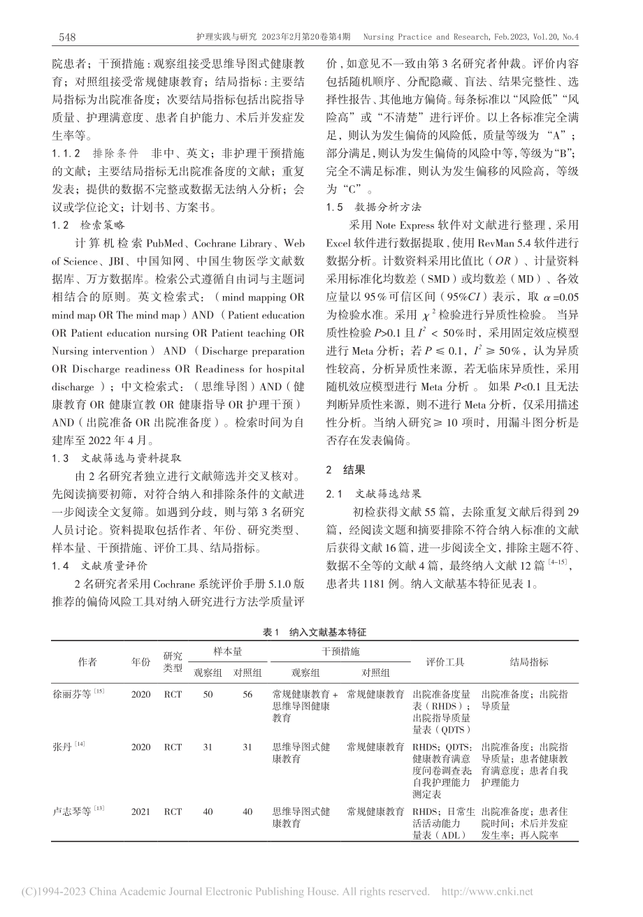 思维导图式健康教育对患者出...备度干预效果的Meta分析_董静.pdf_第2页