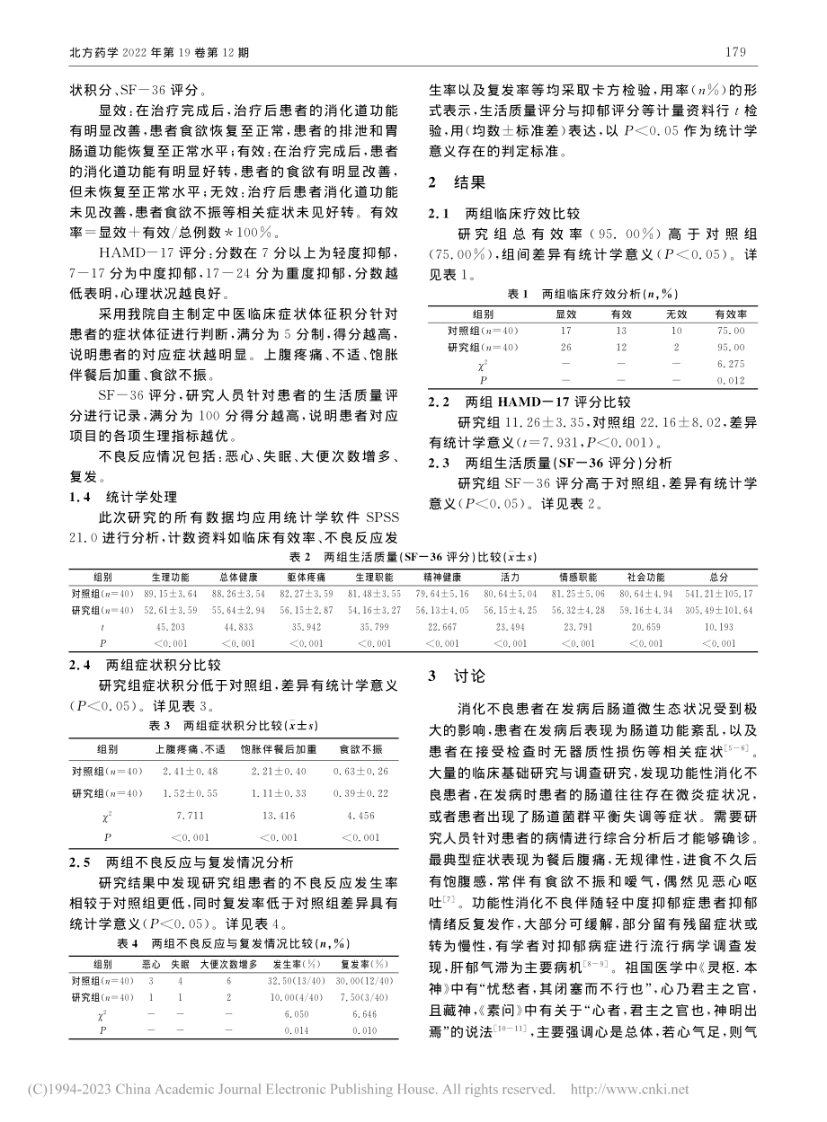 双歧杆菌三联活菌胶囊联合马...布汀治疗消化不良的临床效果_彭园园.pdf_第2页