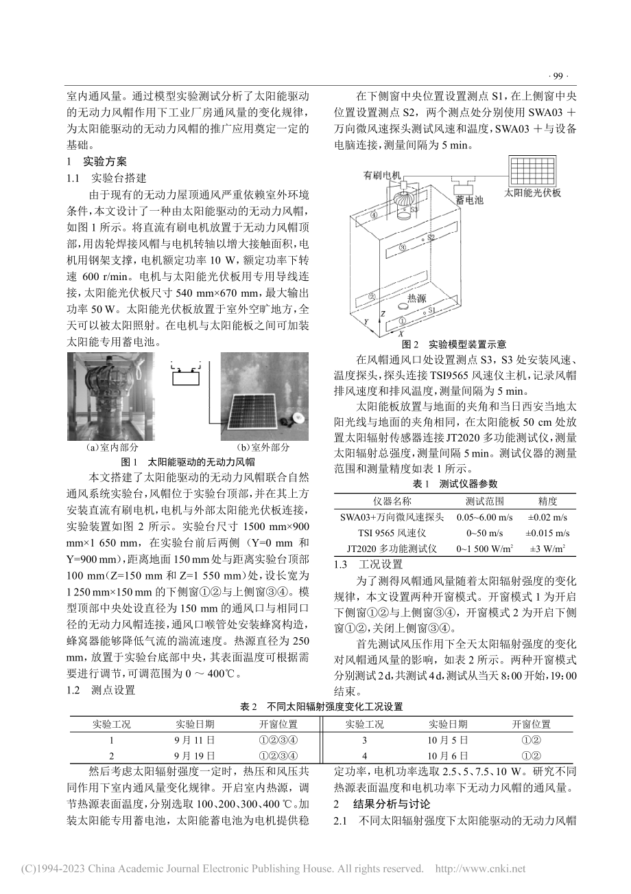 太阳能驱动的无动力风帽作用下工业厂房通风量研究_孟晓静.pdf_第2页