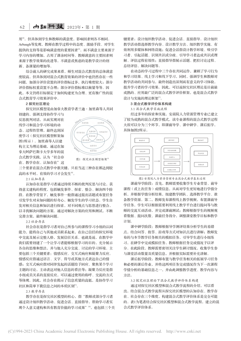 探究社区理论下混合式教学评价体系构建_曹莹.pdf_第2页