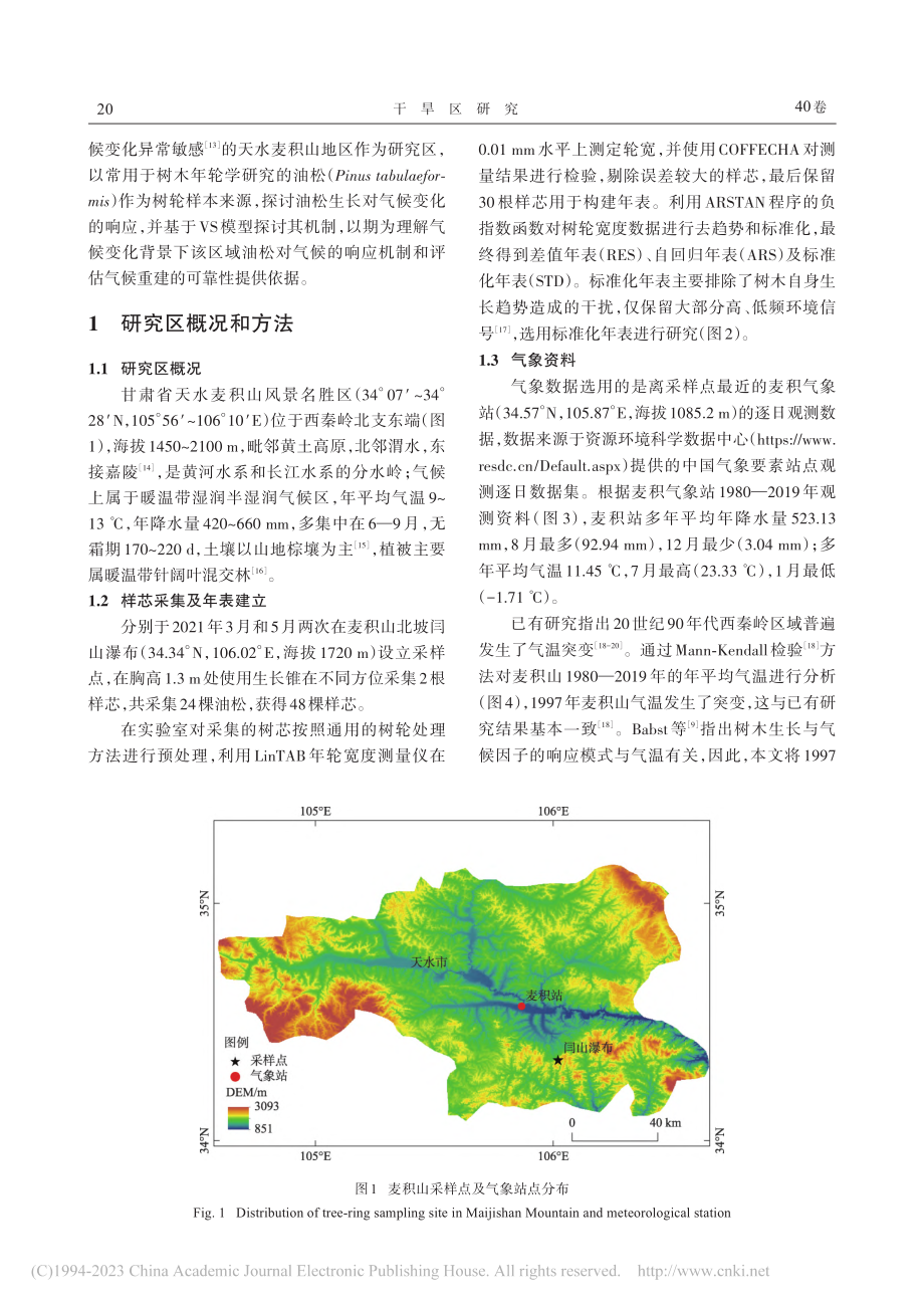 天水麦积山油松树轮宽度对气候变化的响应及其机制_姚岱均.pdf_第2页