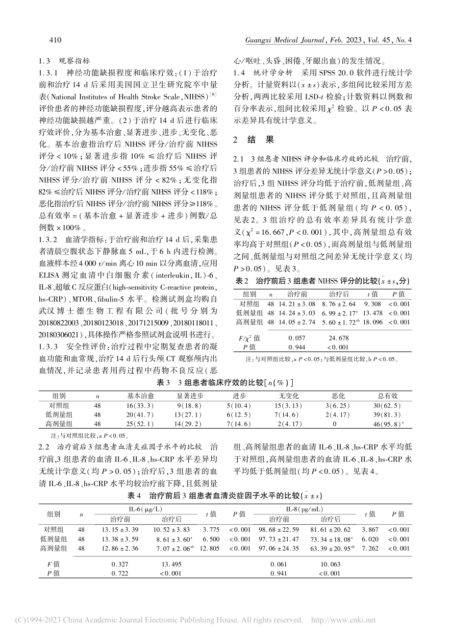 替罗非班联合不同剂量瑞舒伐...ibulin-5水平的影响_刘秀君.pdf_第3页