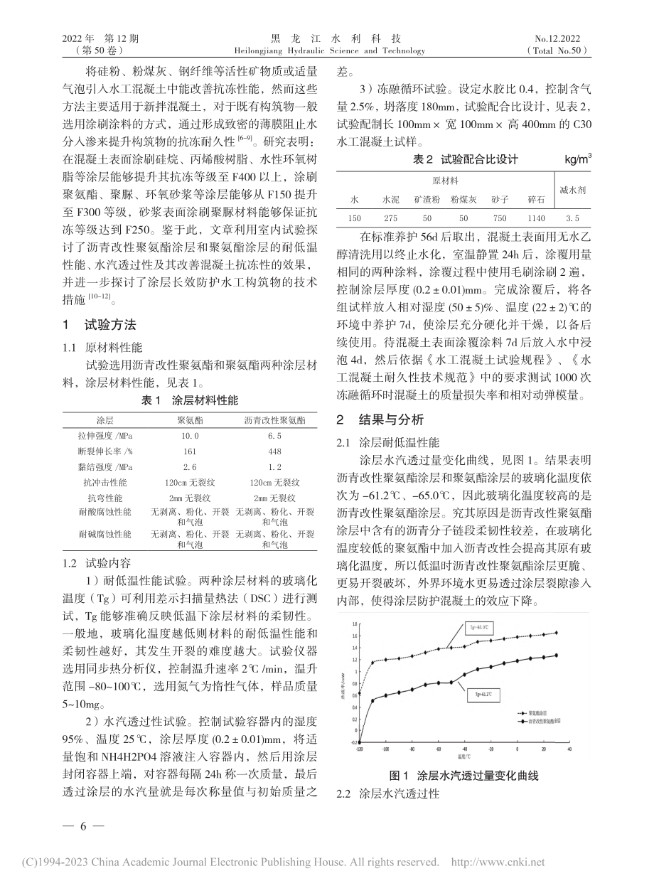 水工混凝土涂聚氨酯涂层的抗冻性能研究_孟庆宇.pdf_第2页