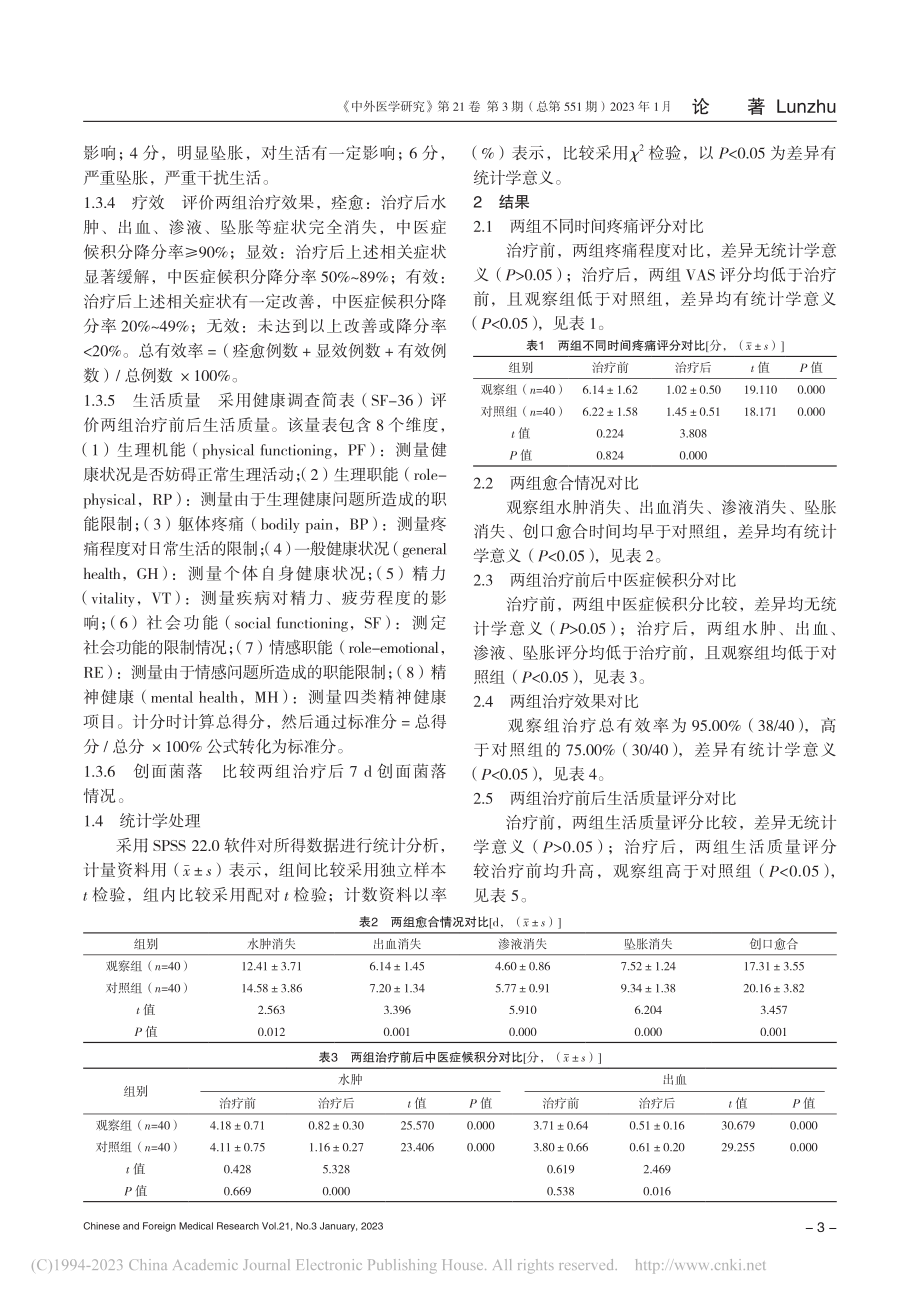 四黄汤加味水疗对痔疮术后疼...、水肿及创面菌落的影响分析_洪雪萍.pdf_第3页