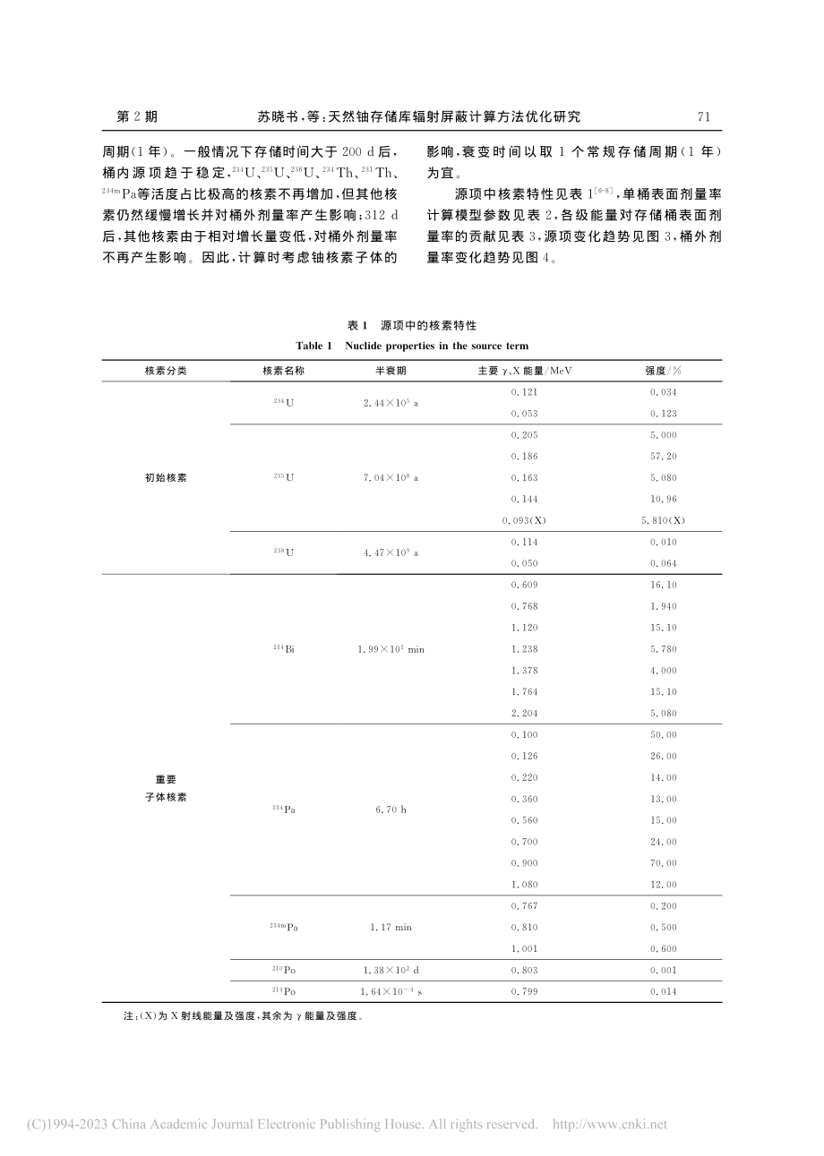 天然铀存储库辐射屏蔽计算方法优化研究_苏晓书.pdf_第3页