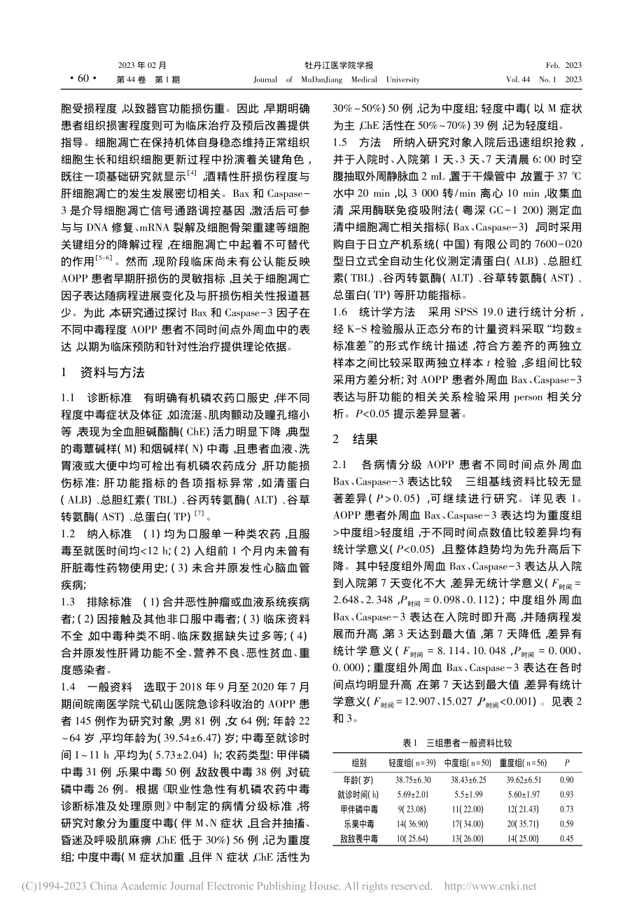 外周血Bax、Caspas...中毒患者肝损伤的相关性分析_沈玉兰.pdf_第2页