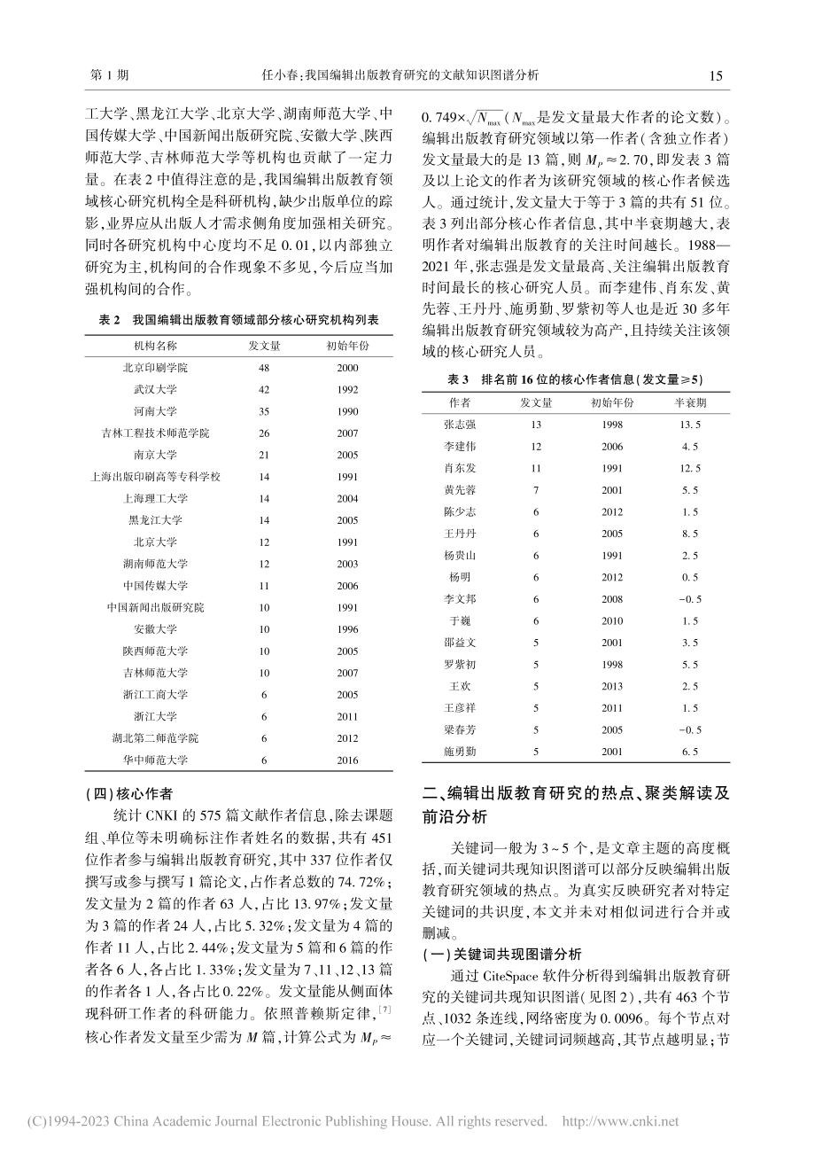 我国编辑出版教育研究的文献...iteSpace可视化视角_任小春.pdf_第3页