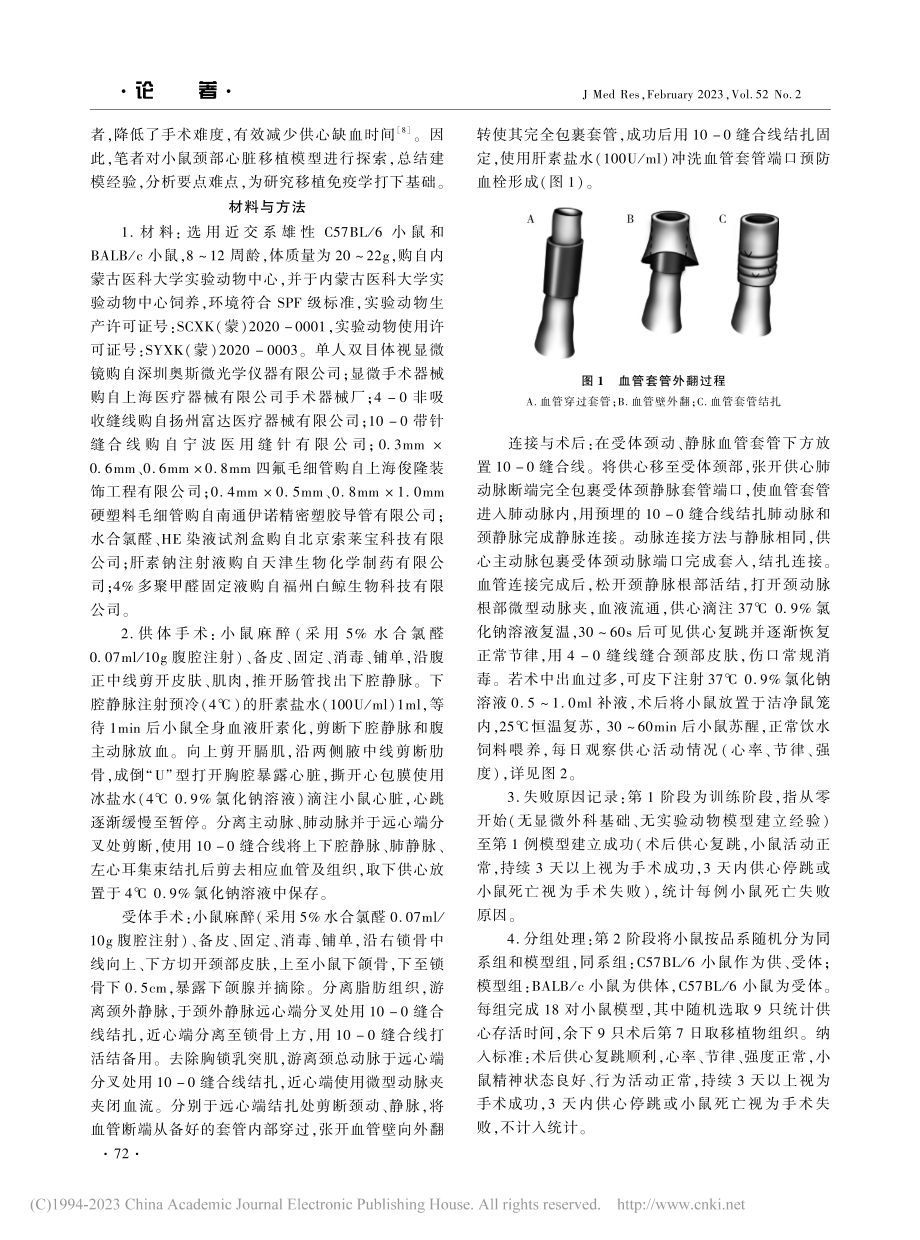 小鼠颈部异位心脏移植模型的初步探索_刘一纬.pdf_第2页