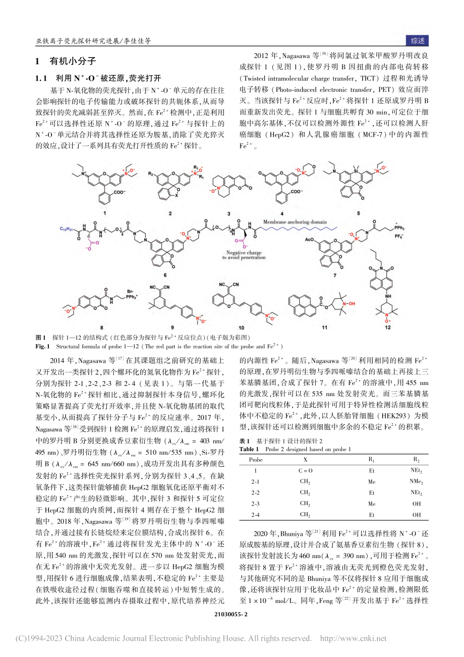 亚铁离子荧光探针研究进展_李佳佳.pdf_第2页