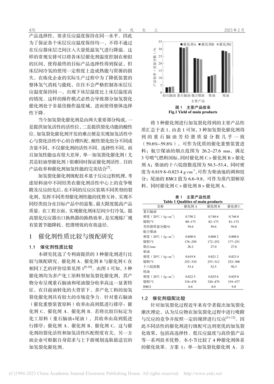 以多产化工原料为目的的加氢...化催化剂级配研究与工业应用_廖年礁.pdf_第2页