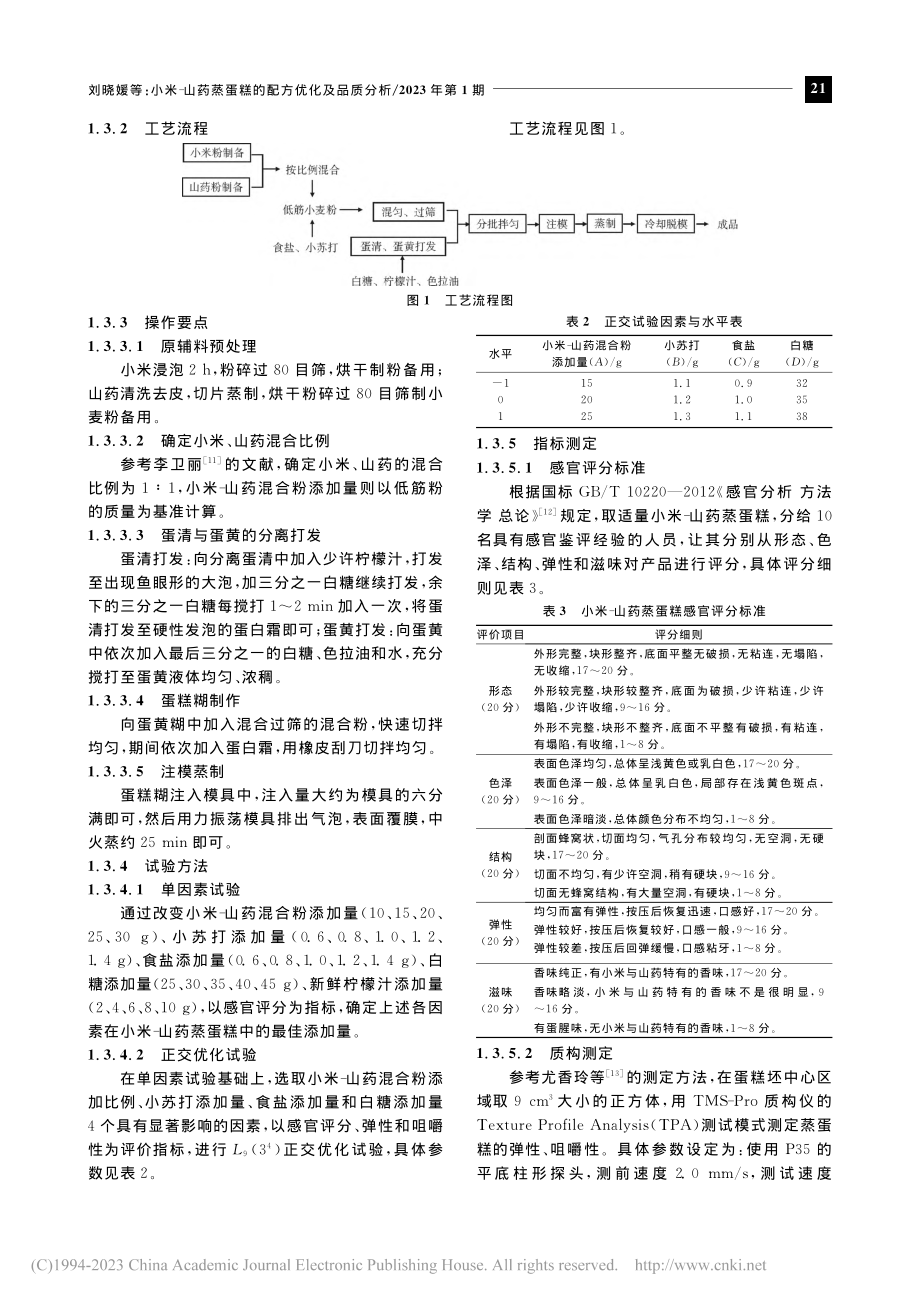 小米-山药蒸蛋糕的配方优化及品质分析_刘晓媛.pdf_第2页