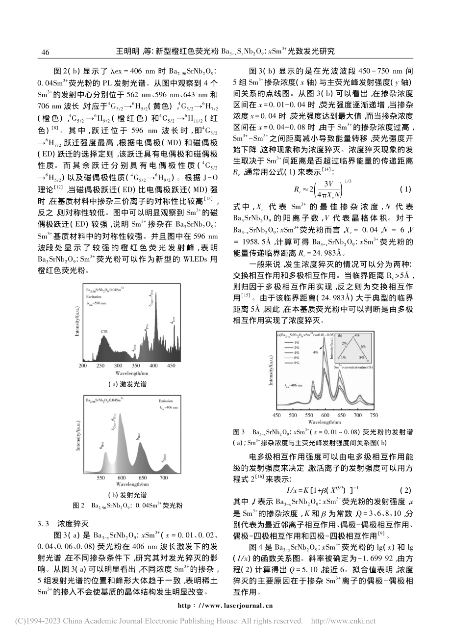 新型橙红色荧光粉Ba_(3...Sm-(3+)光致发光研究_王明明.pdf_第3页