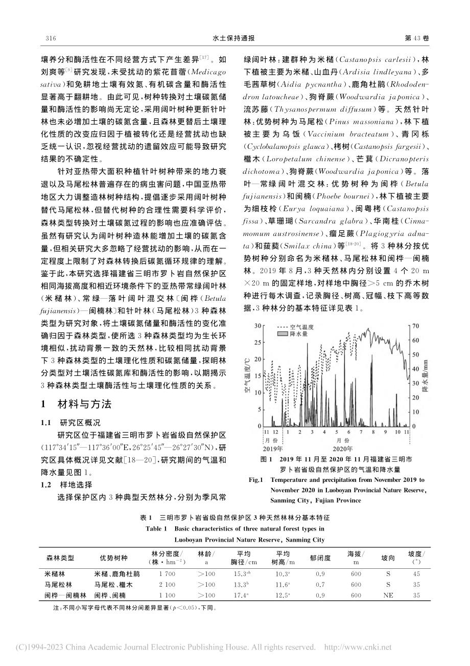 亚热带3种森林对土壤碳氮储量及酶活性的影响_高伟.pdf_第3页