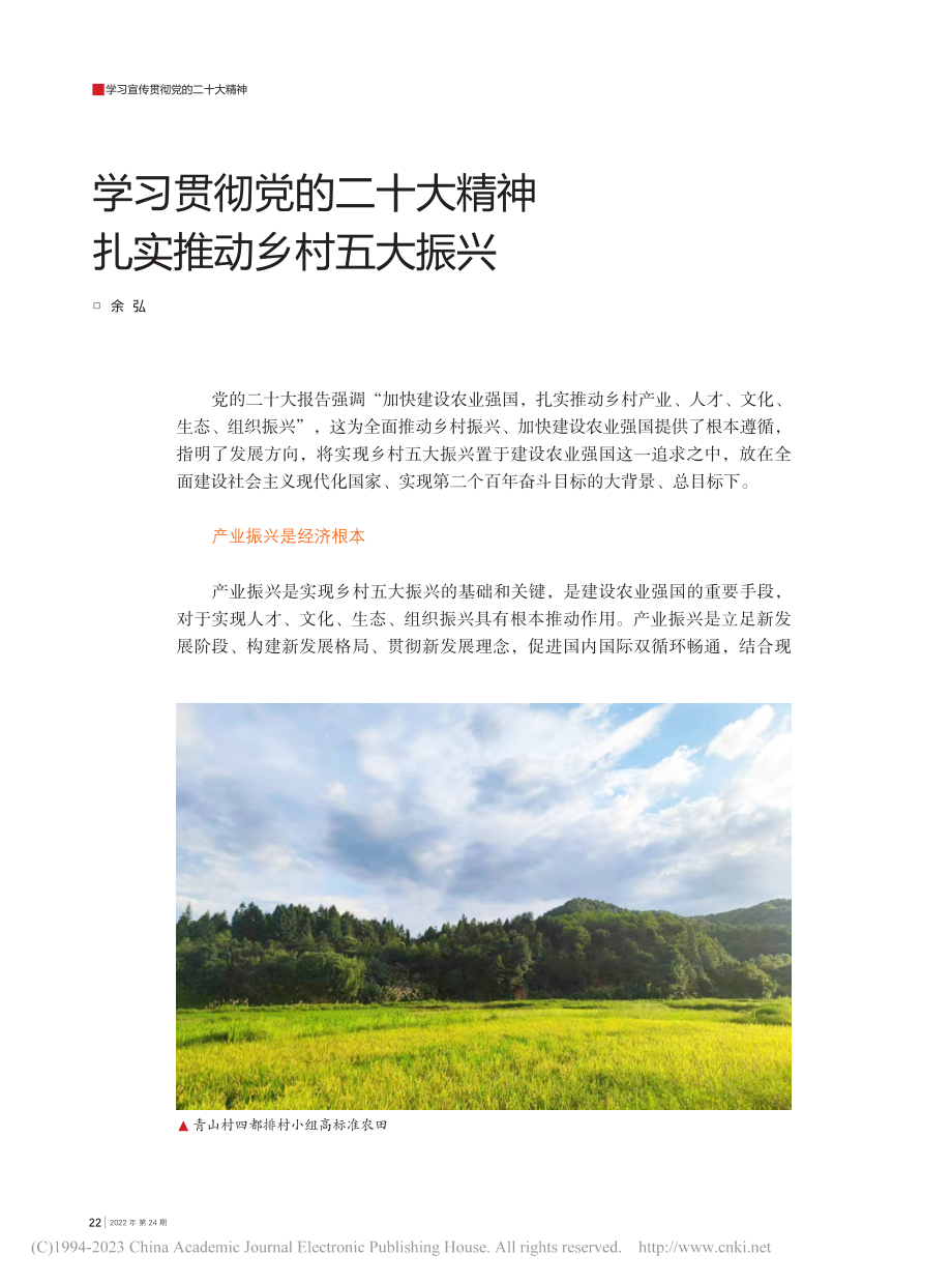 学习贯彻党的二十大精神__扎实推动乡村五大振兴_余弘.pdf_第1页