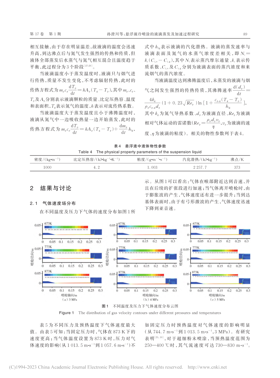 悬浮液冷喷涂的液滴蒸发及加速过程研究_孙澄川.pdf_第3页