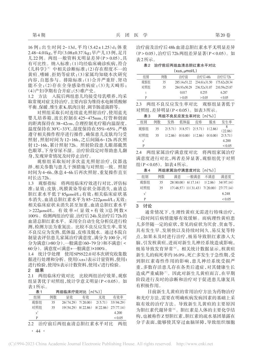 新生儿黄疸使用短时多次蓝光照射治疗的临床效果分析_魏从朴.pdf_第2页