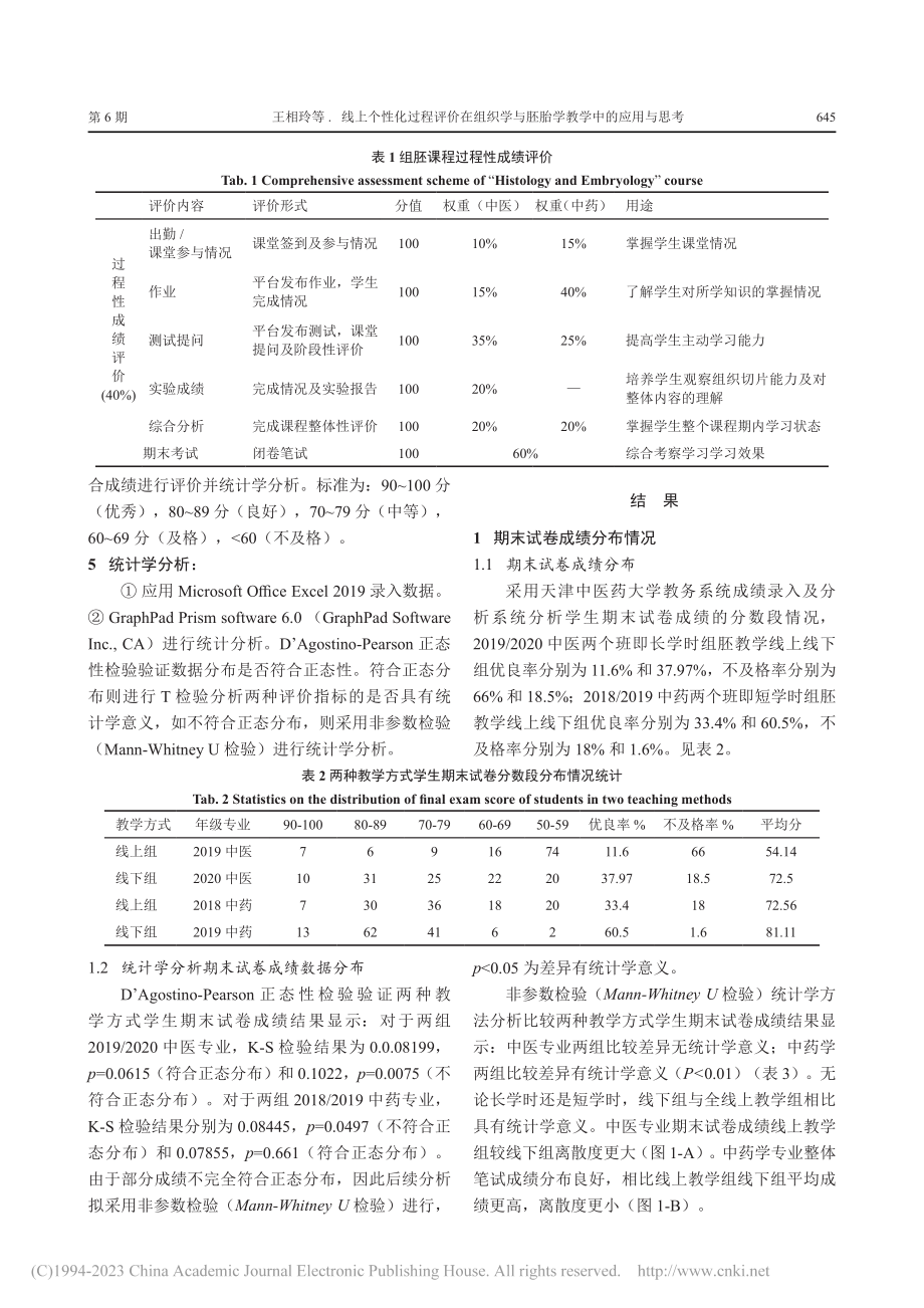 线上个性化过程评价在组织学与胚胎学教学中的应用与思考_王相玲.pdf_第3页