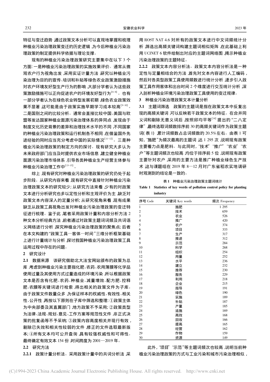 我国种植业污染治理政策的演...基于中央层级的政策文本分析_石信儿.pdf_第2页