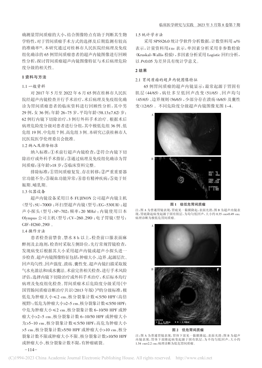 胃间质瘤超声内镜图像特征与...病理危险度分级的相关性分析_苏燕波.pdf_第2页