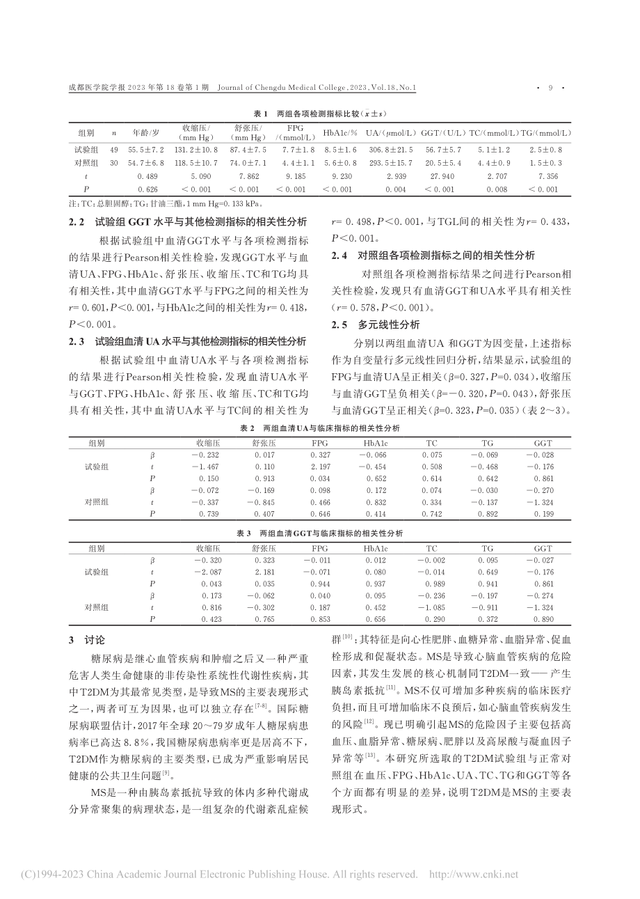 血清尿酸与γ-谷氨酰转移酶...型糖尿病患者中的相关性分析_姚杰.pdf_第3页