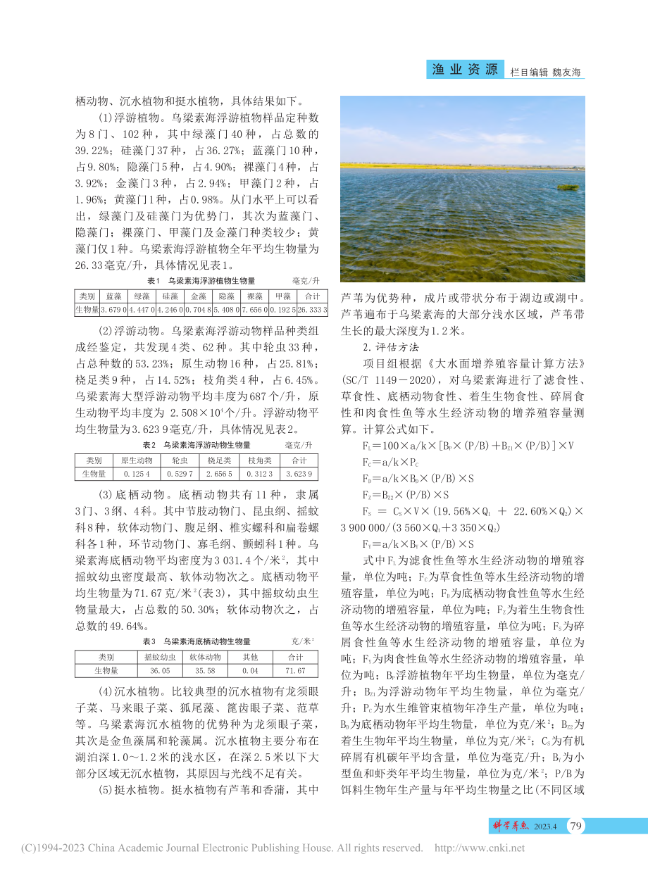 乌梁素海生态渔业增殖容量评估_冯伟业.pdf_第2页