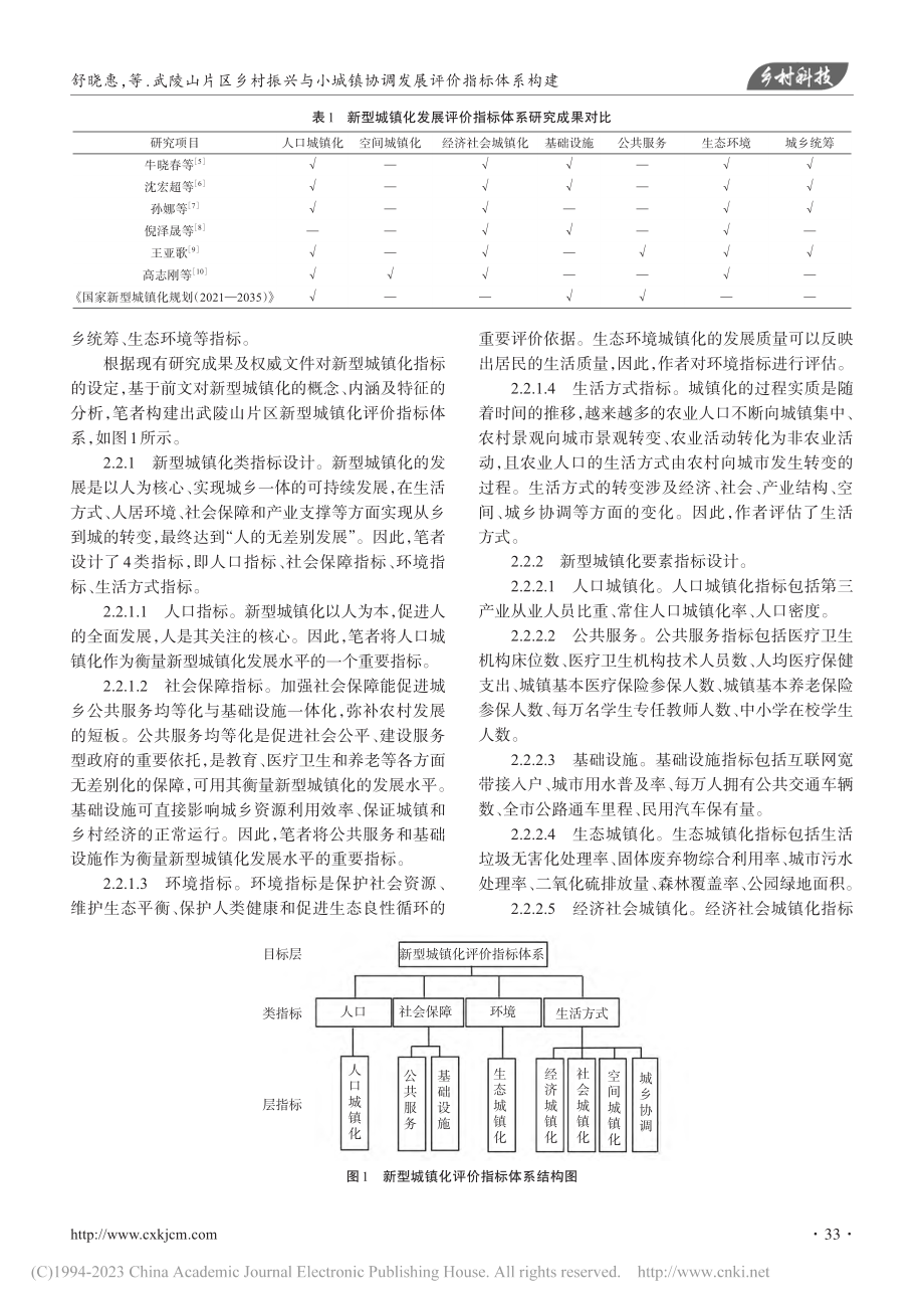 武陵山片区乡村振兴与小城镇协调发展评价指标体系构建_舒晓惠.pdf_第3页