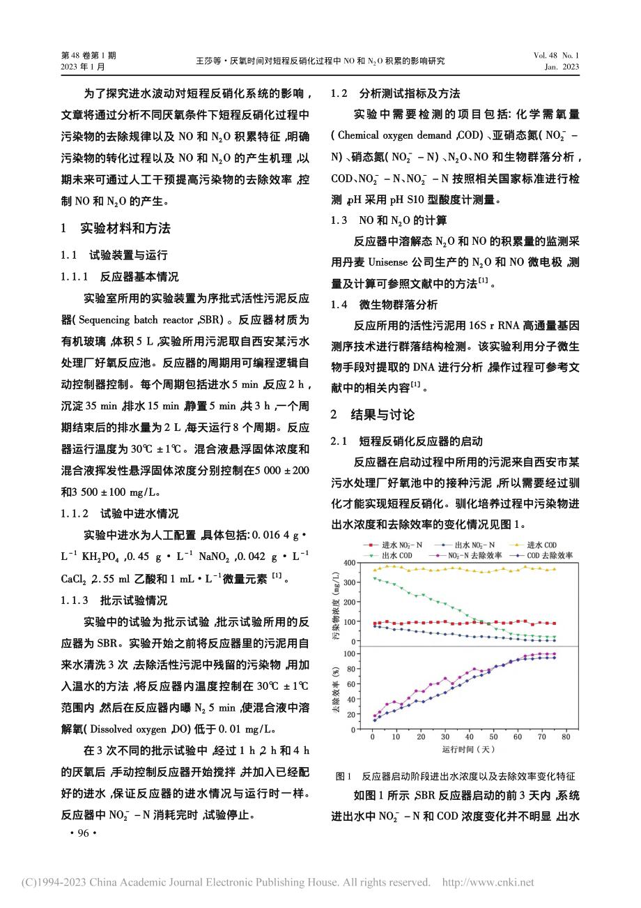 厌氧时间对短程反硝化过程中...O和N_2O积累的影响研究_王莎.pdf_第2页