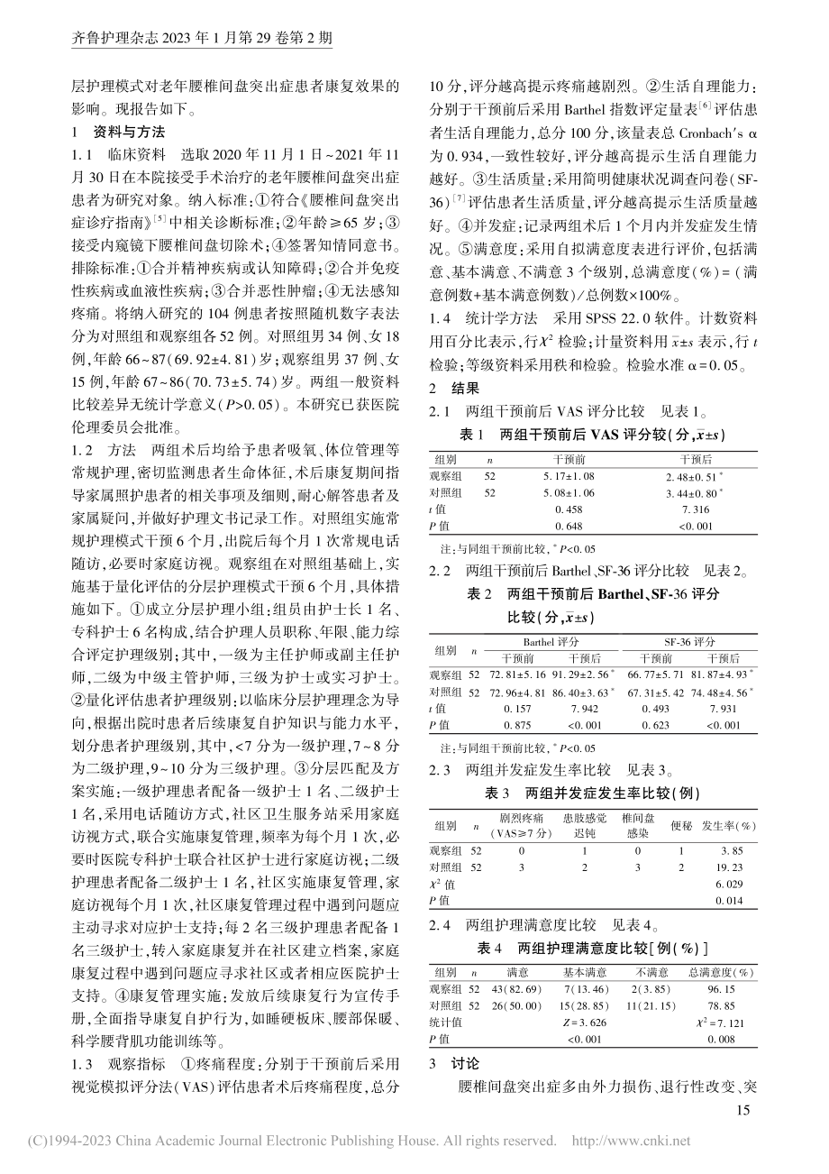 以量化评估为基础的分层护理...盘突出症患者康复效果的影响_张晓琳.pdf_第2页