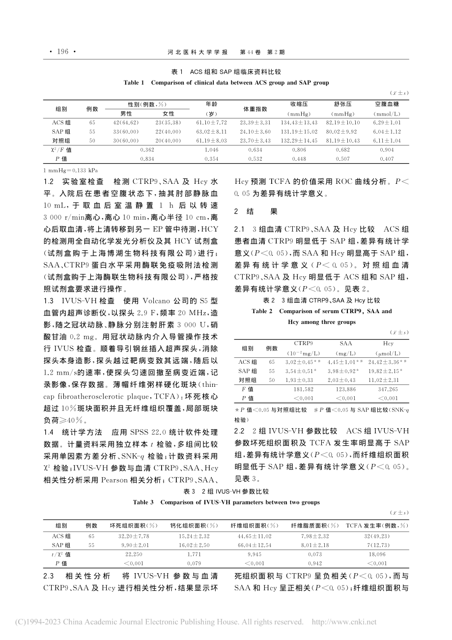 心血管疾病中IVUS-VH...P9、SAA及Hcy的关系_胡植双.pdf_第3页