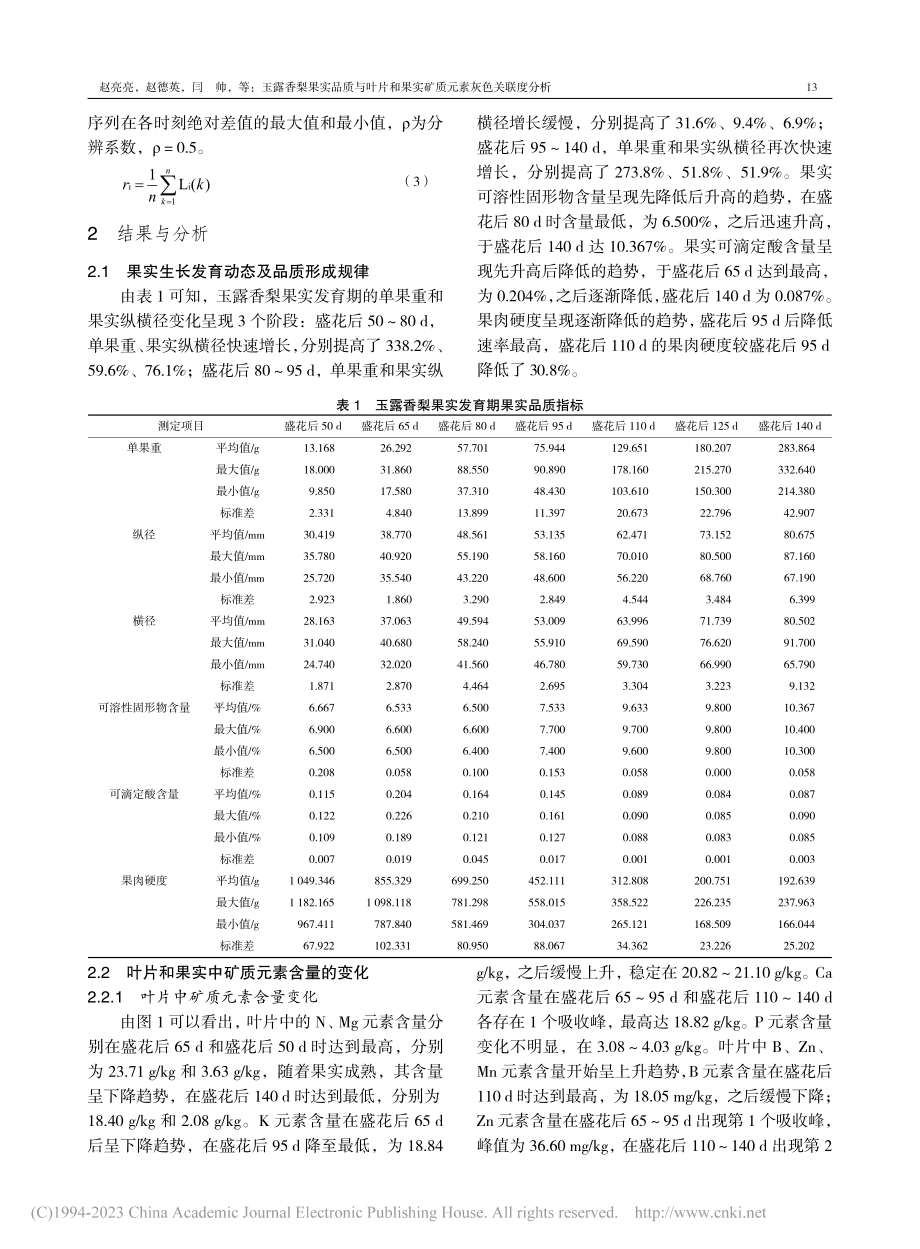 玉露香梨果实品质与叶片和果实矿质元素灰色关联度分析_赵亮亮.pdf_第3页