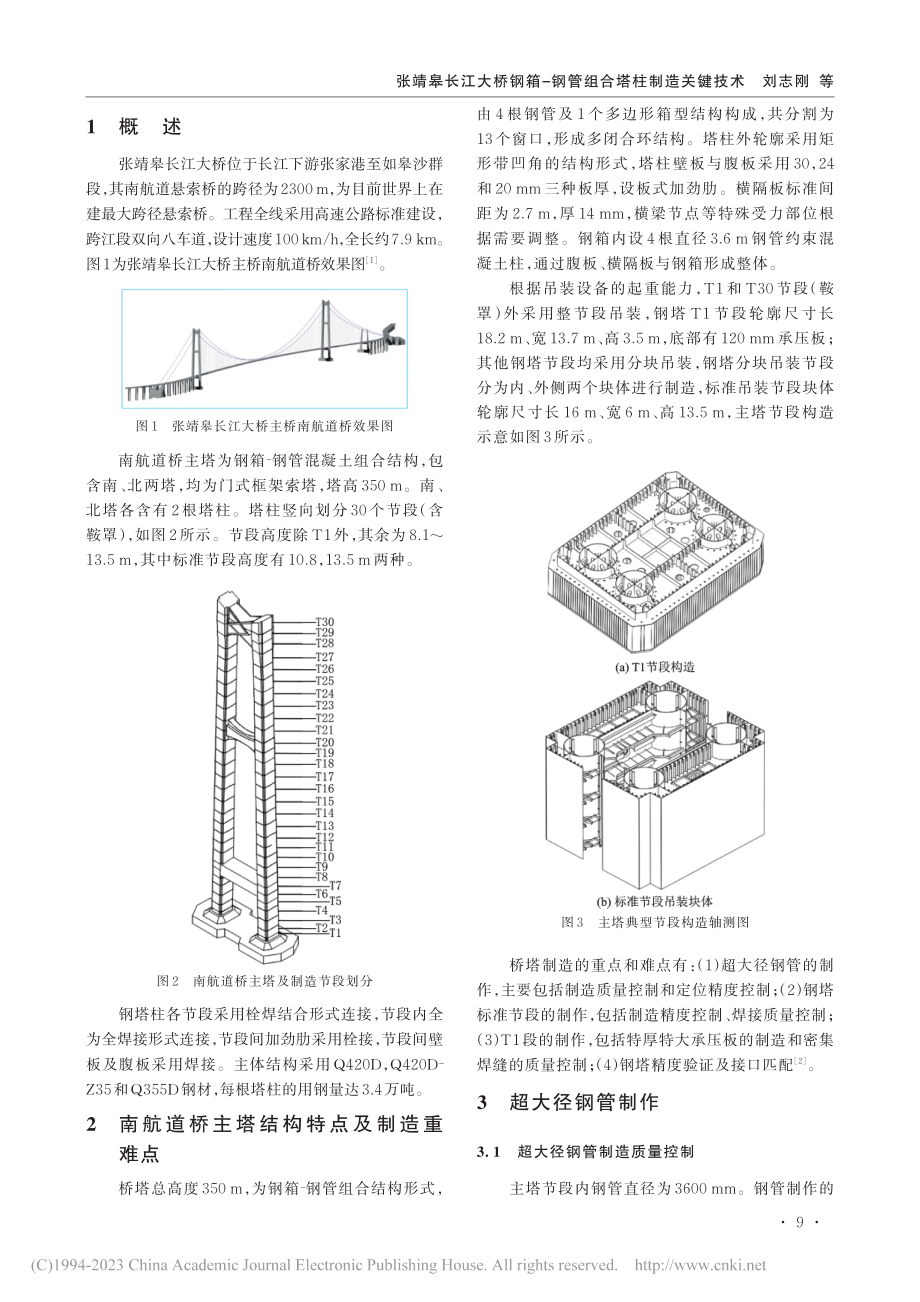 张靖皋长江大桥钢箱-钢管组合塔柱制造关键技术_刘志刚.pdf_第2页