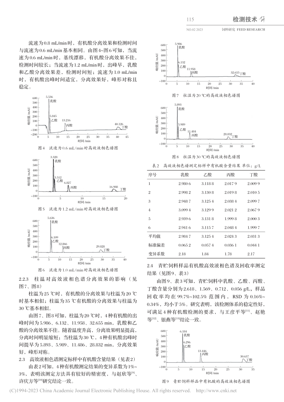 优化高效液相色谱测定玉米青贮饲料中有机酸条件的研究_刘瑞芳.pdf_第3页