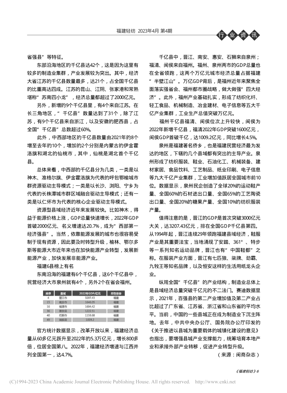 最新“千亿县”出炉！福建6县跻身“千亿俱乐部”.pdf_第2页