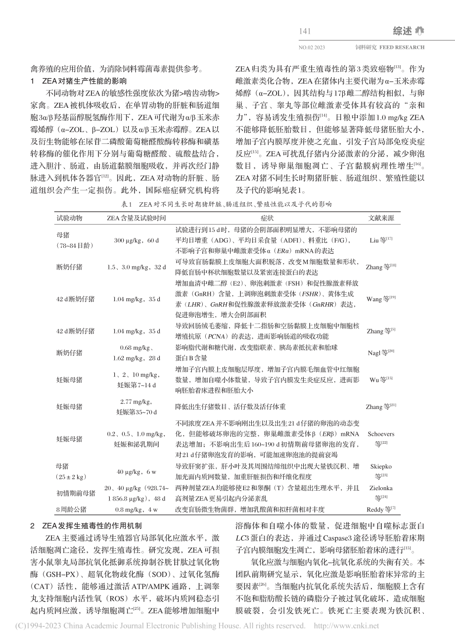 玉米赤霉烯酮对猪生产性能的影响及其脱毒方法研究进展_张议心.pdf_第2页