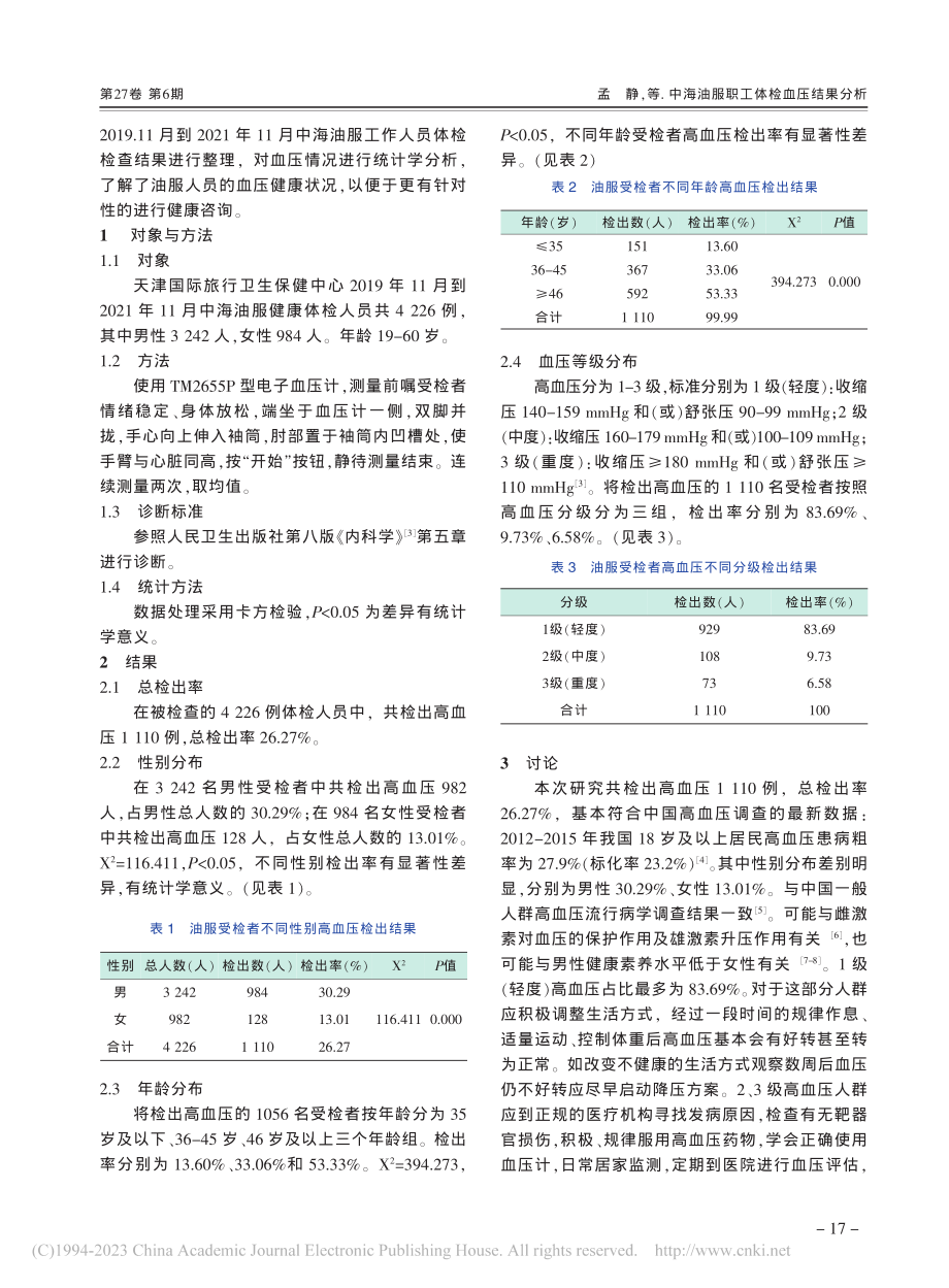 中海油服职工体检血压结果分析_孟静.pdf_第2页