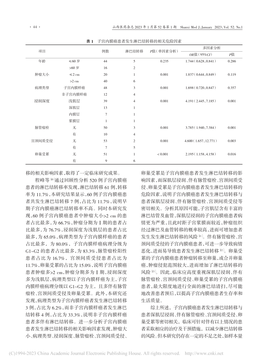 子宫内膜癌患者发生淋巴结转移的相关影响因素分析_李萍.pdf_第3页