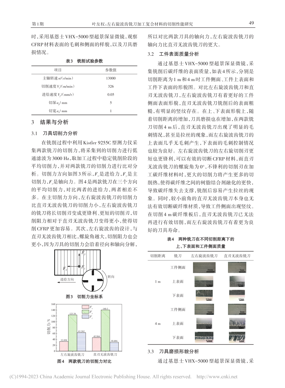 左右旋波齿铣刀加工复合材料的切削性能研究_叶友权.pdf_第3页