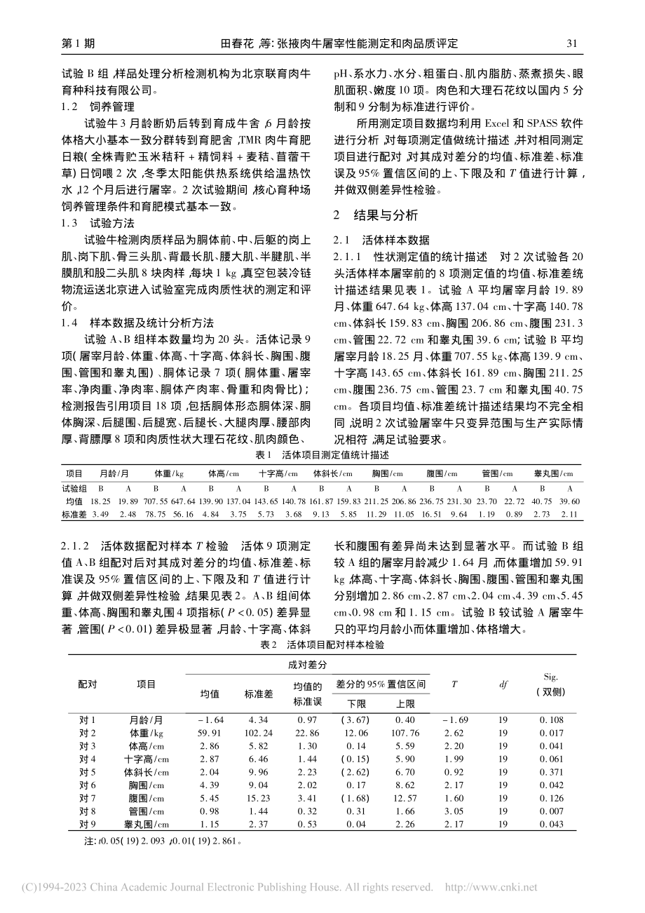 张掖肉牛屠宰性能测定和肉品质评定_田春花.pdf_第2页