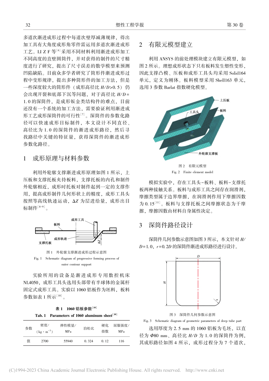 深筒件(H_D=1.0)渐进成形路径参数化_金志浩.pdf_第2页