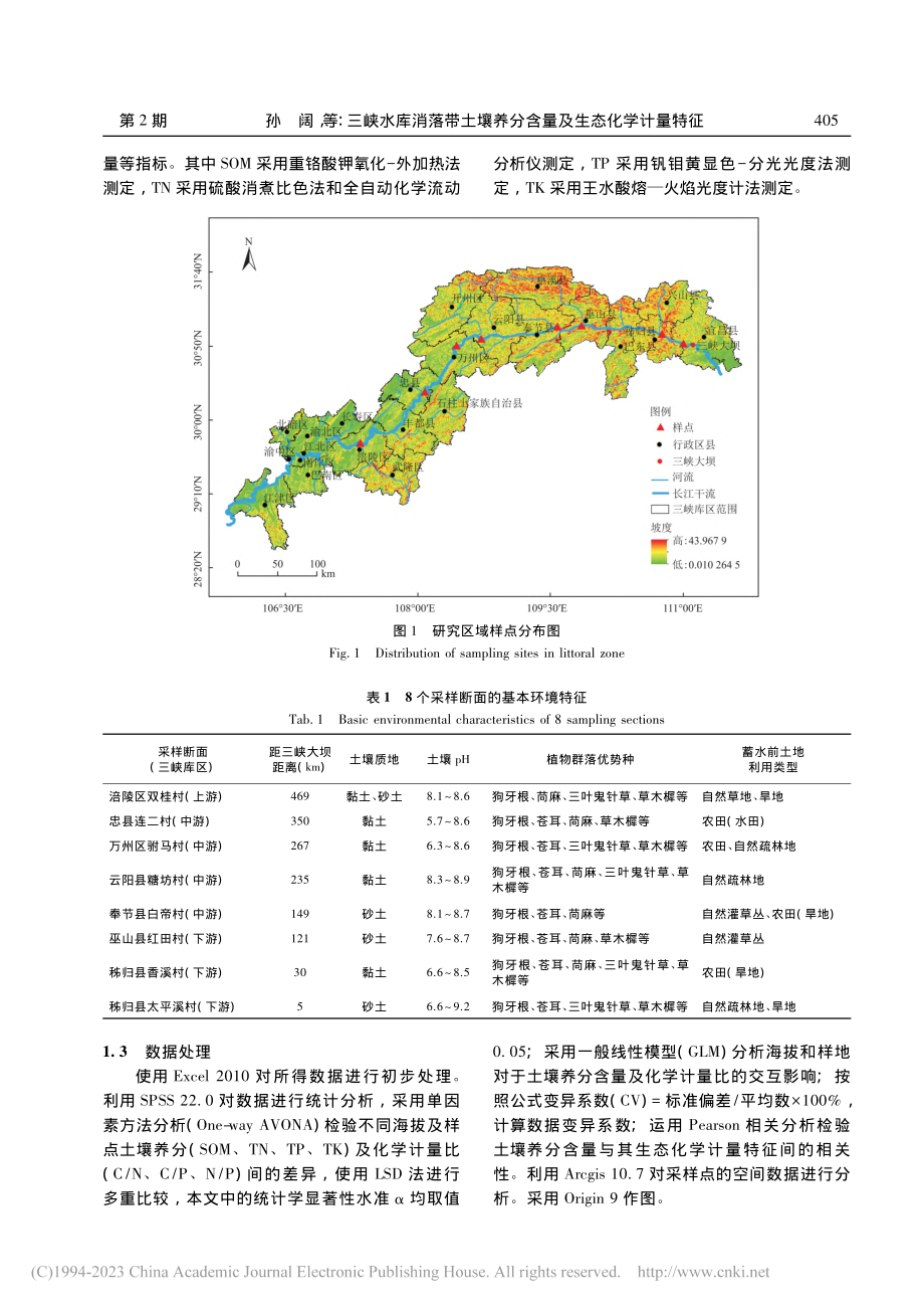 三峡水库消落带土壤养分含量及生态化学计量特征_孙阔.pdf_第3页