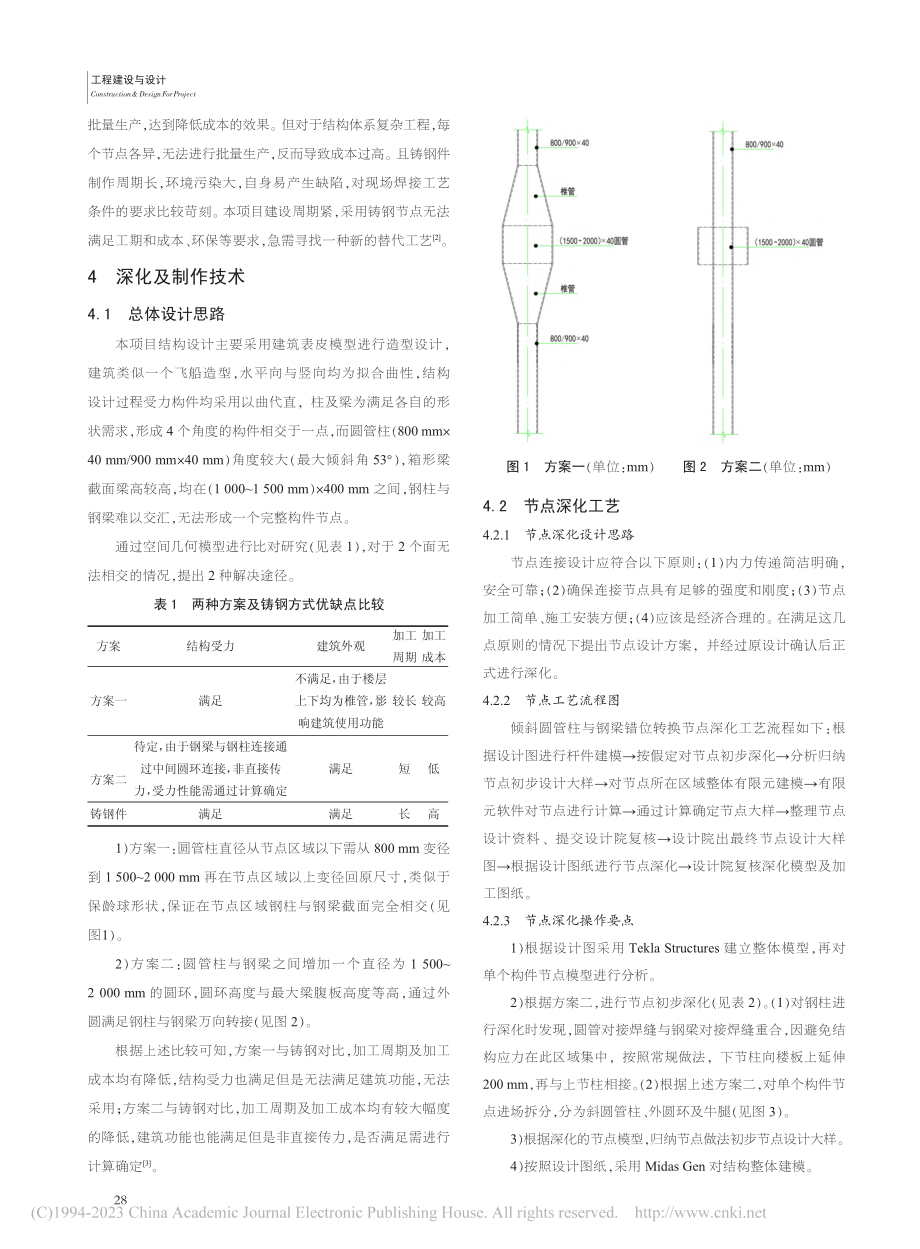 倾斜圆管柱与钢梁错位转换节点深化及制作技术_胡锦伟.pdf_第2页