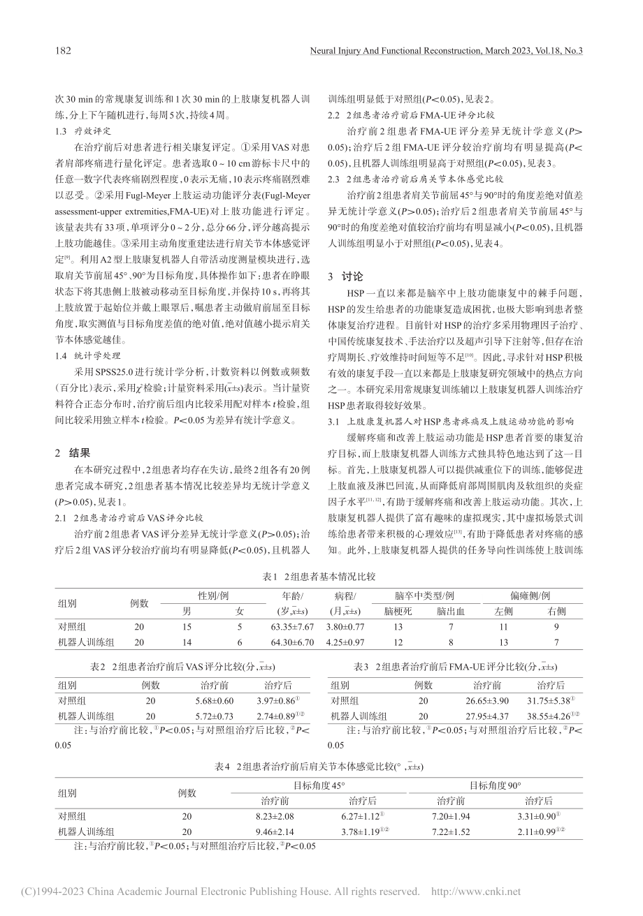 上肢康复机器人对脑卒中后肩痛患者的疗效观察_苏鹏.pdf_第2页