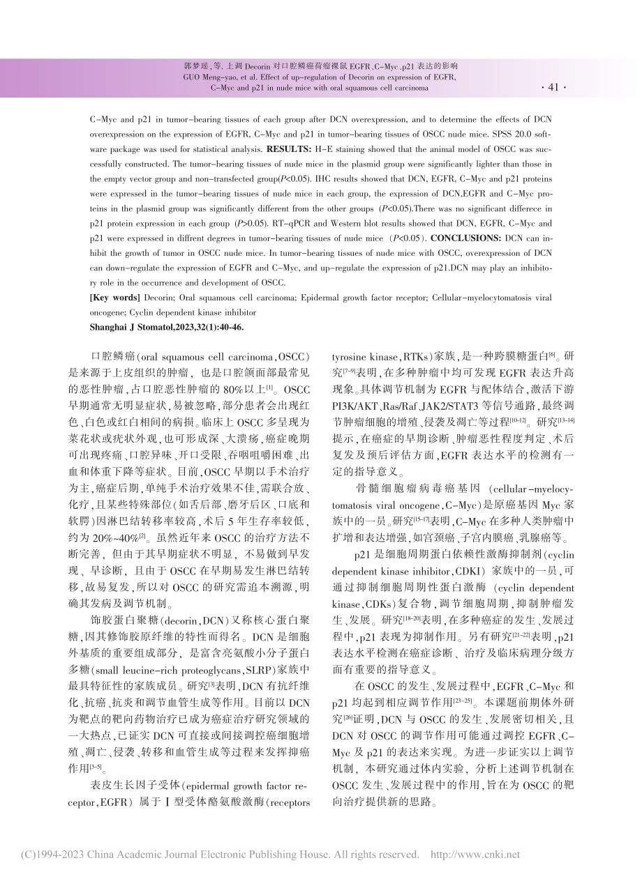 上调Decorin对口腔鳞...-Myc、p21表达的影响_郭梦瑶.pdf_第2页