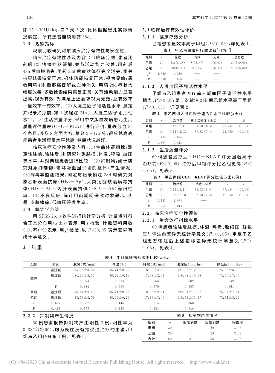 人凝血因子Ⅷ浓缩制剂治疗血友病甲的临床观察研究_包久铭.pdf_第2页