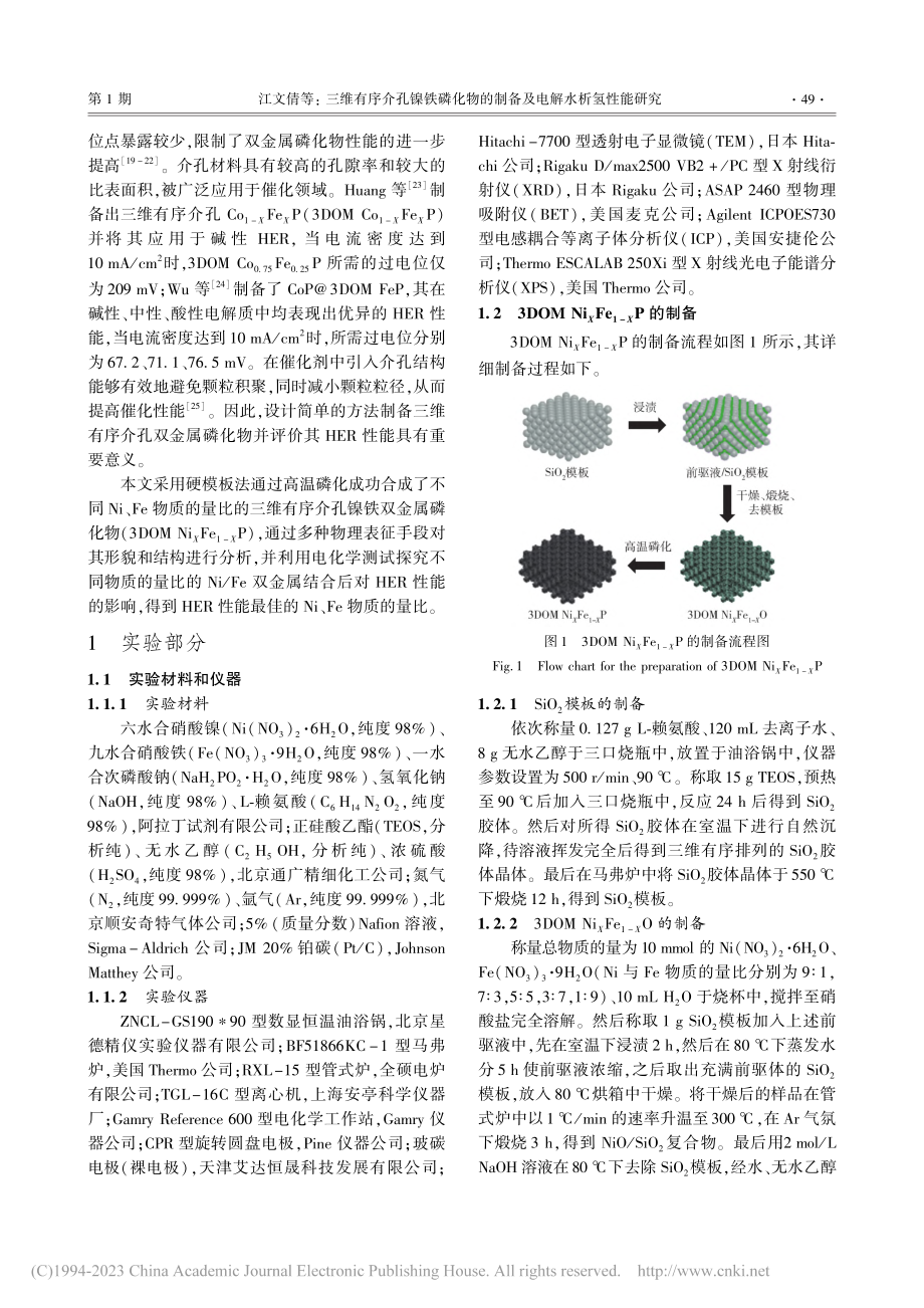 三维有序介孔镍铁磷化物的制备及电解水析氢性能研究_江文倩.pdf_第2页